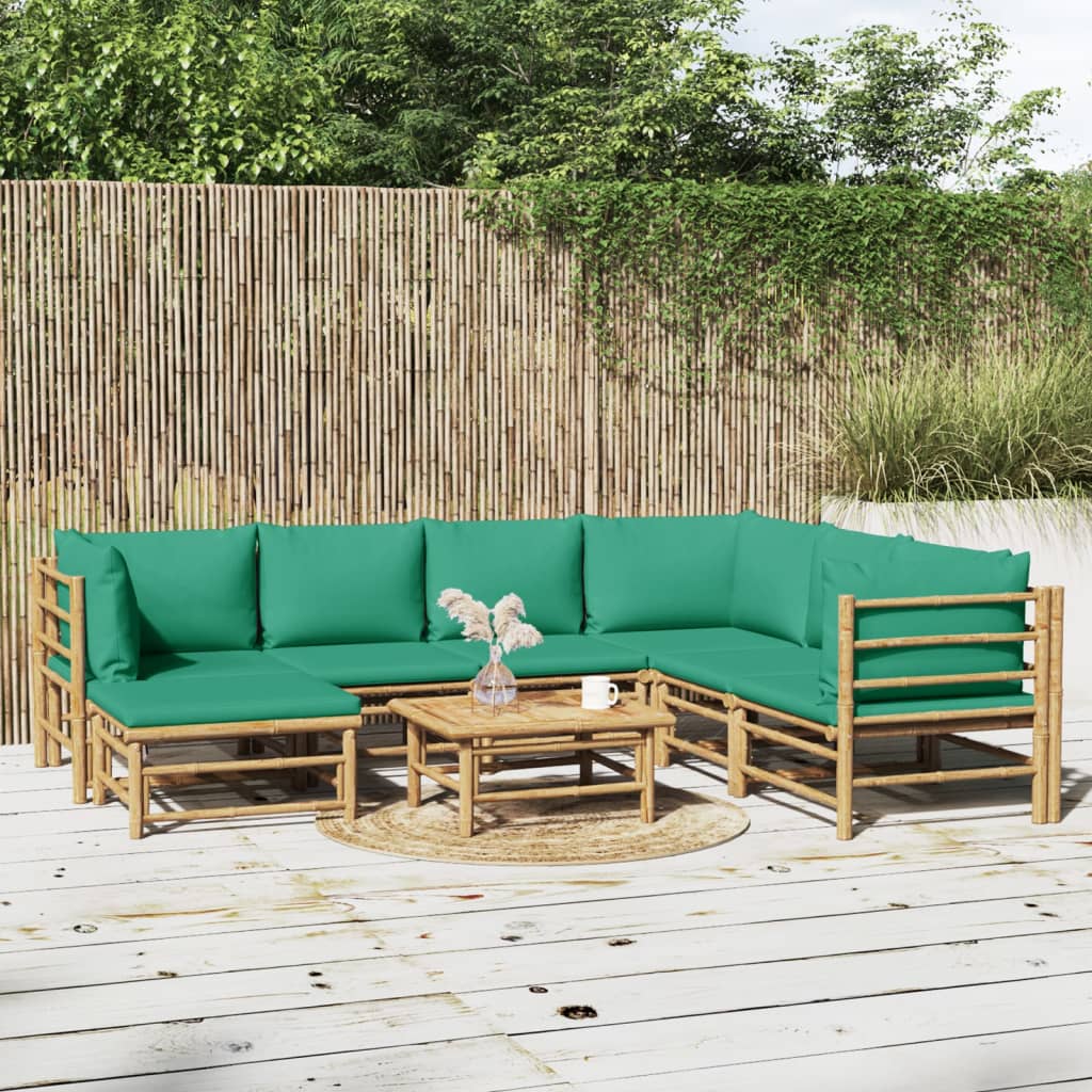 12-Tlg. Garten-Lounge-Set Mit Kissen Bambus