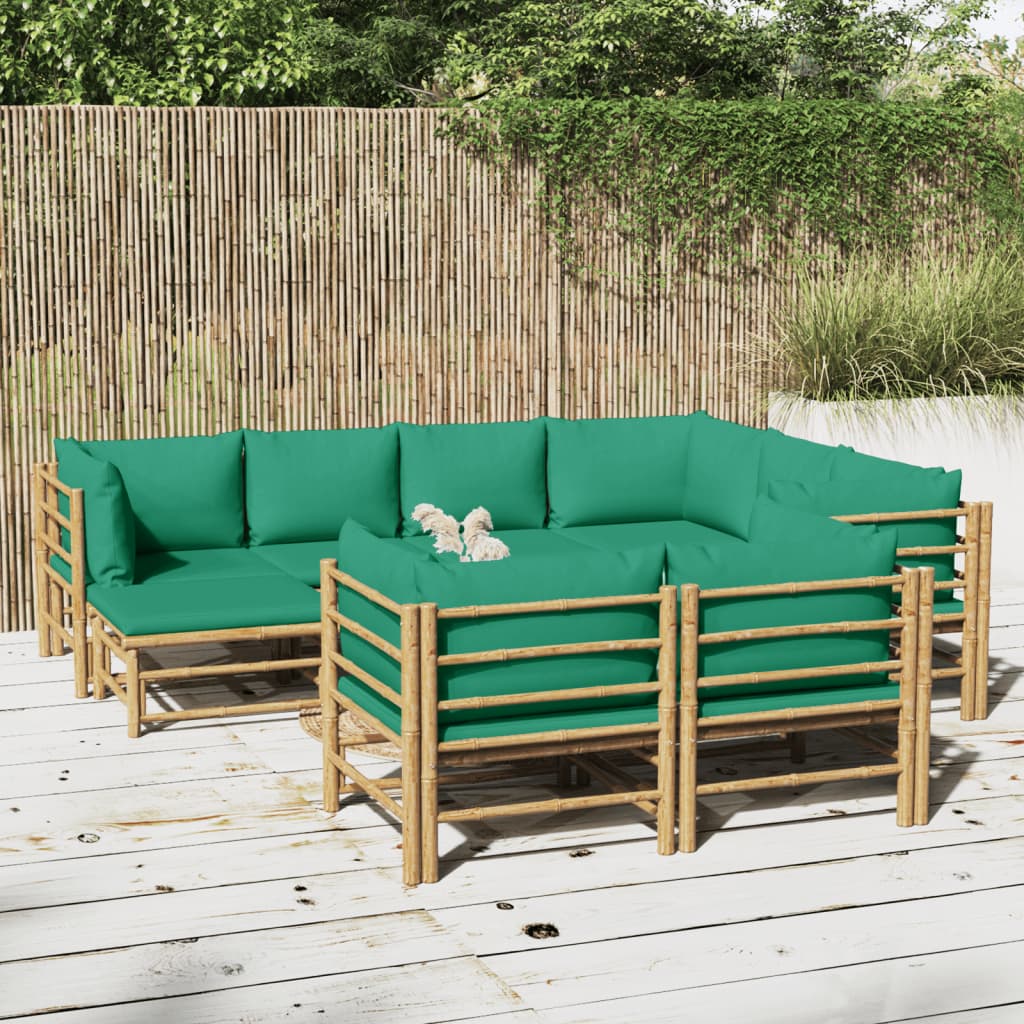 12-Tlg. Garten-Lounge-Set Mit Kissen Bambus