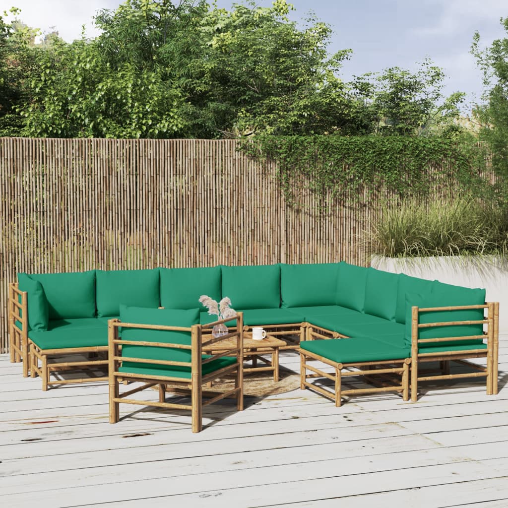 12-Tlg. Garten-Lounge-Set Mit Kissen Bambus