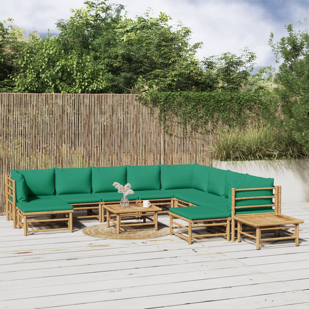 12-Tlg. Garten-Lounge-Set Mit Kissen Bambus