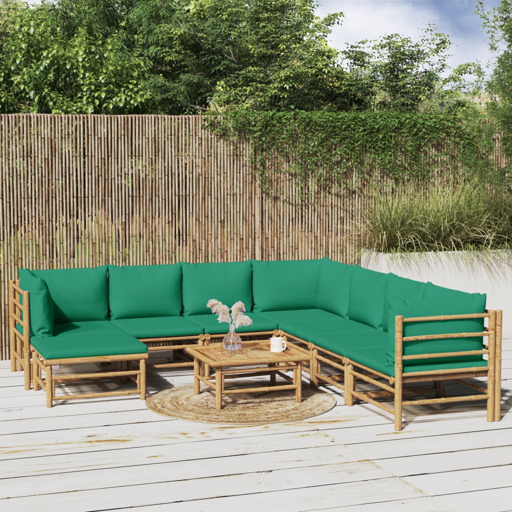 12-Tlg. Garten-Lounge-Set Mit Kissen Bambus