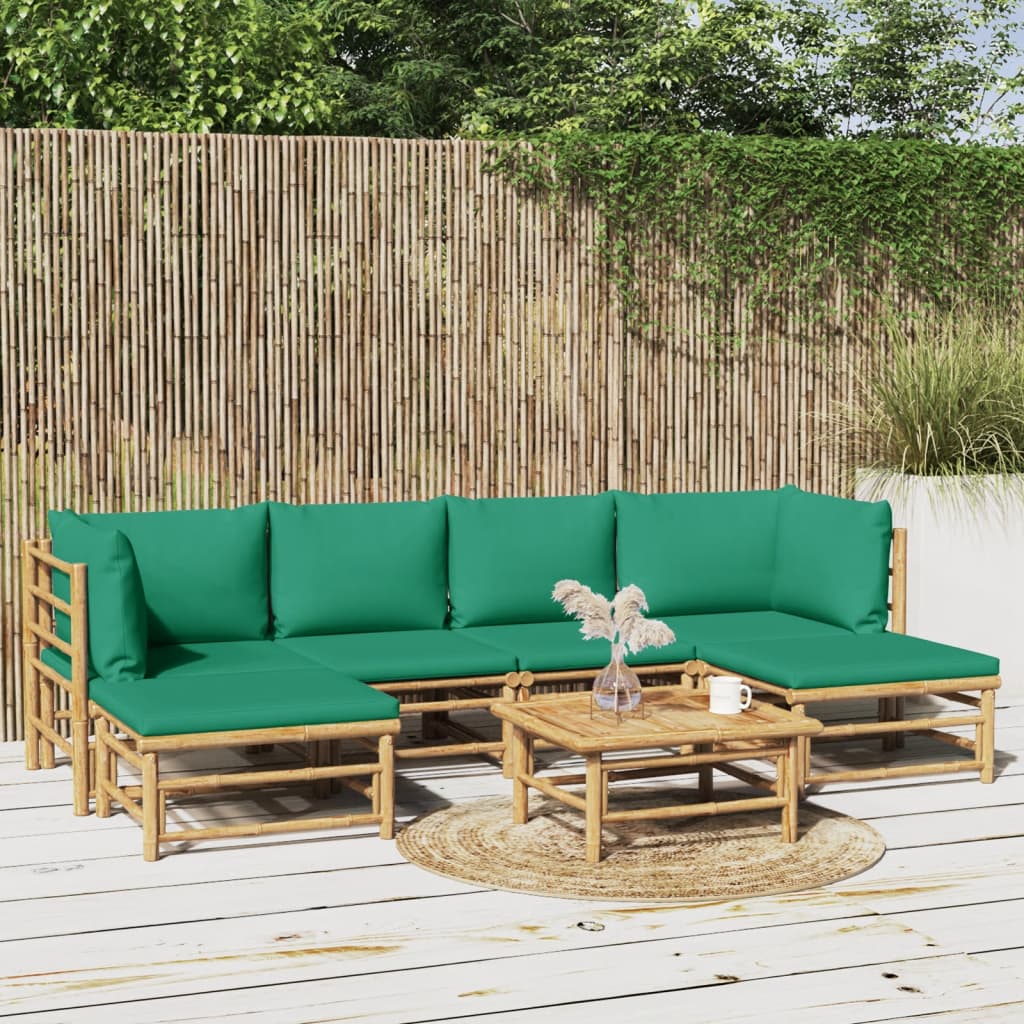 12-Tlg. Garten-Lounge-Set Mit Kissen Bambus