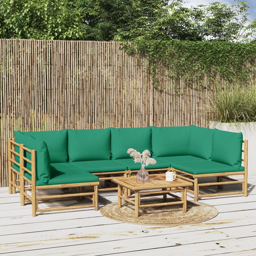 12-Tlg. Garten-Lounge-Set Mit Kissen Bambus