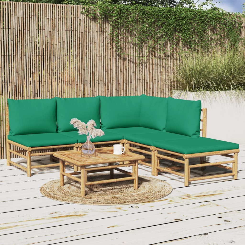 12-Tlg. Garten-Lounge-Set Mit Kissen Bambus