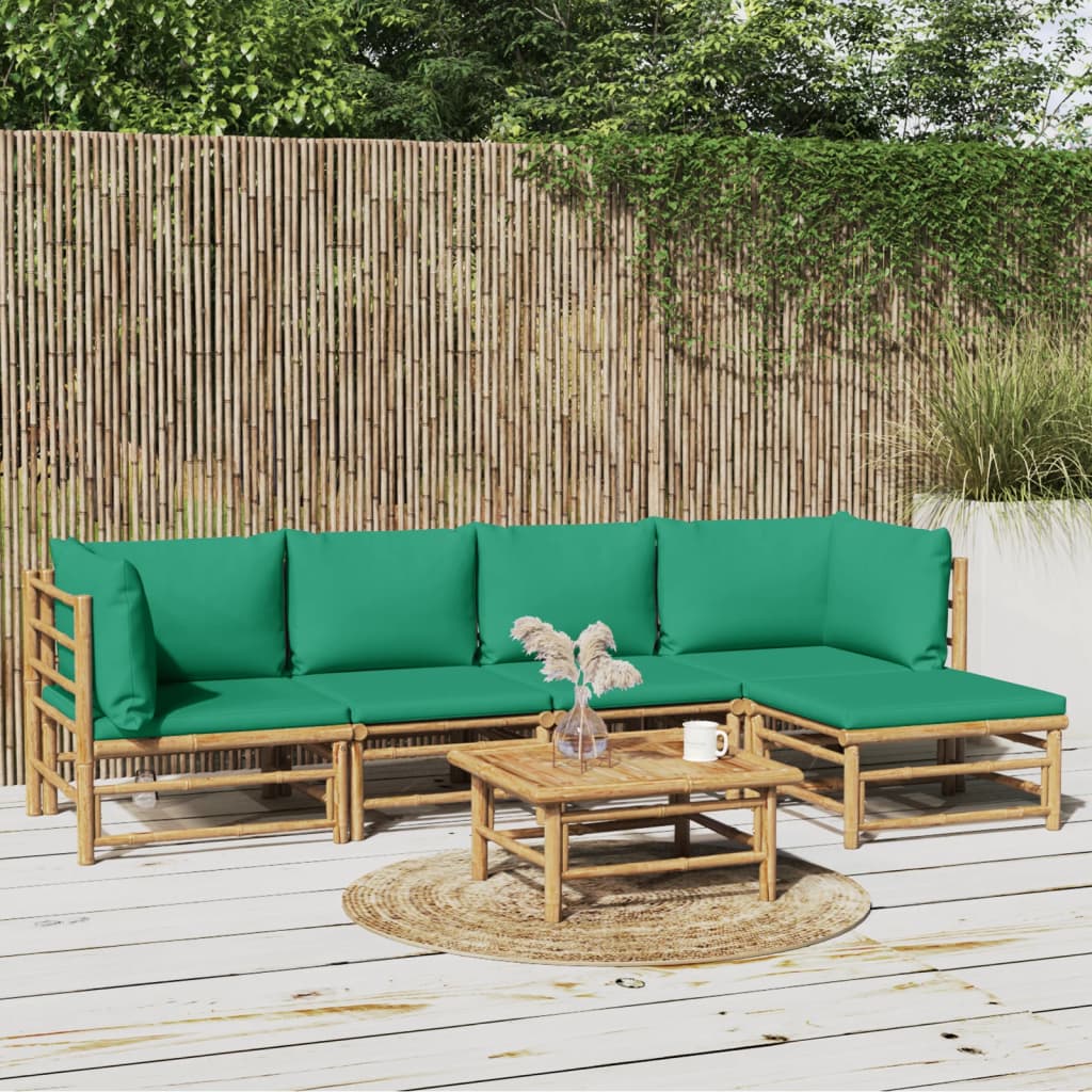 12-Tlg. Garten-Lounge-Set Mit Kissen Bambus