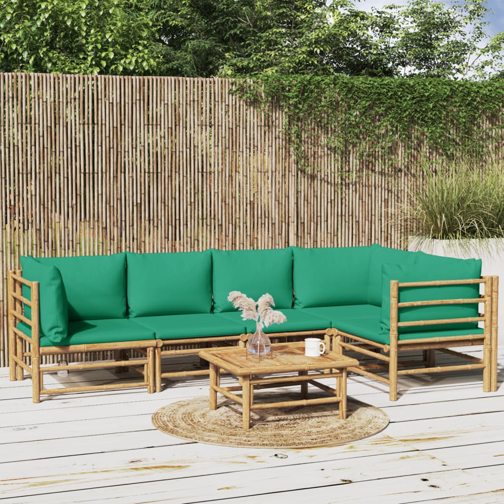 12-Tlg. Garten-Lounge-Set Mit Kissen Bambus