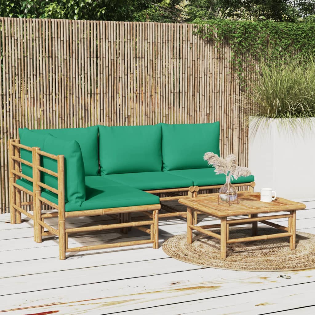 12-Tlg. Garten-Lounge-Set Mit Kissen Bambus