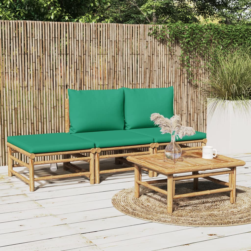 12-Tlg. Garten-Lounge-Set Mit Kissen Bambus