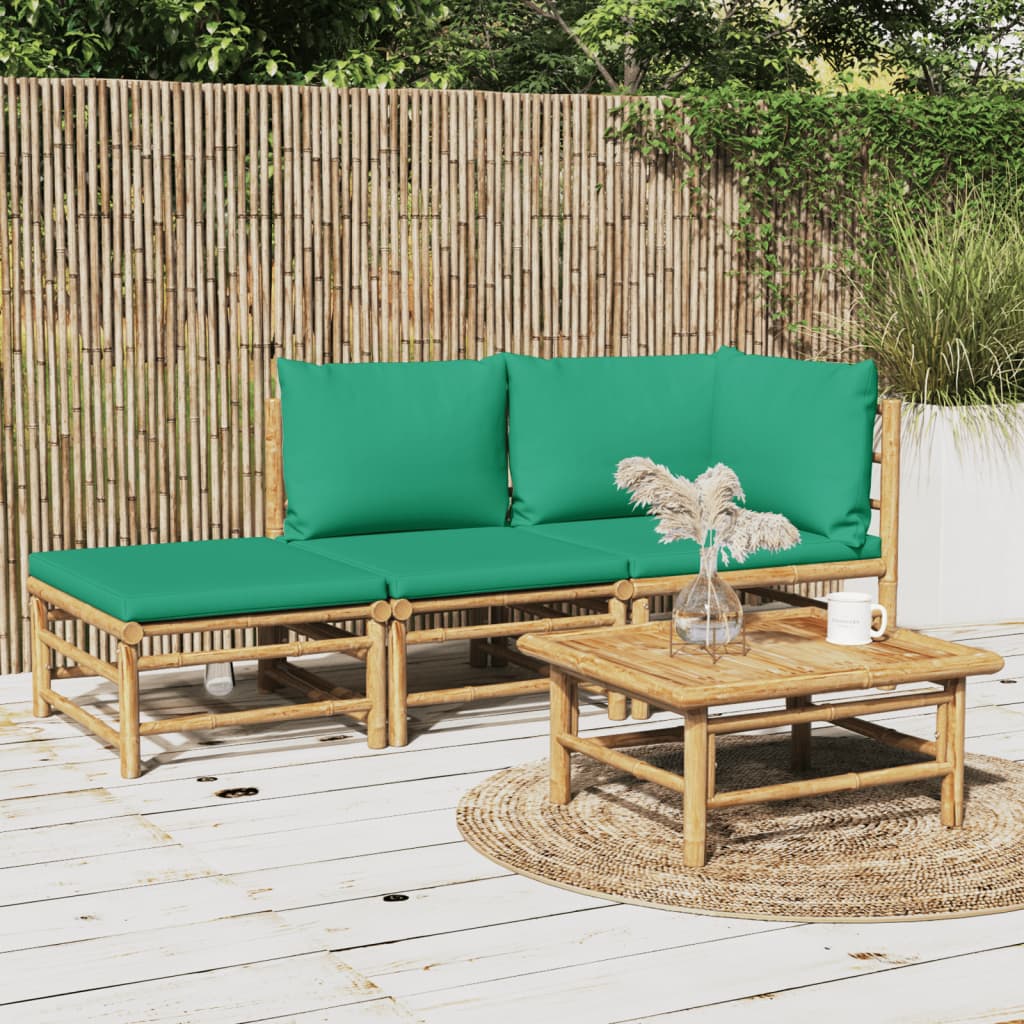 12-Tlg. Garten-Lounge-Set Mit Kissen Bambus