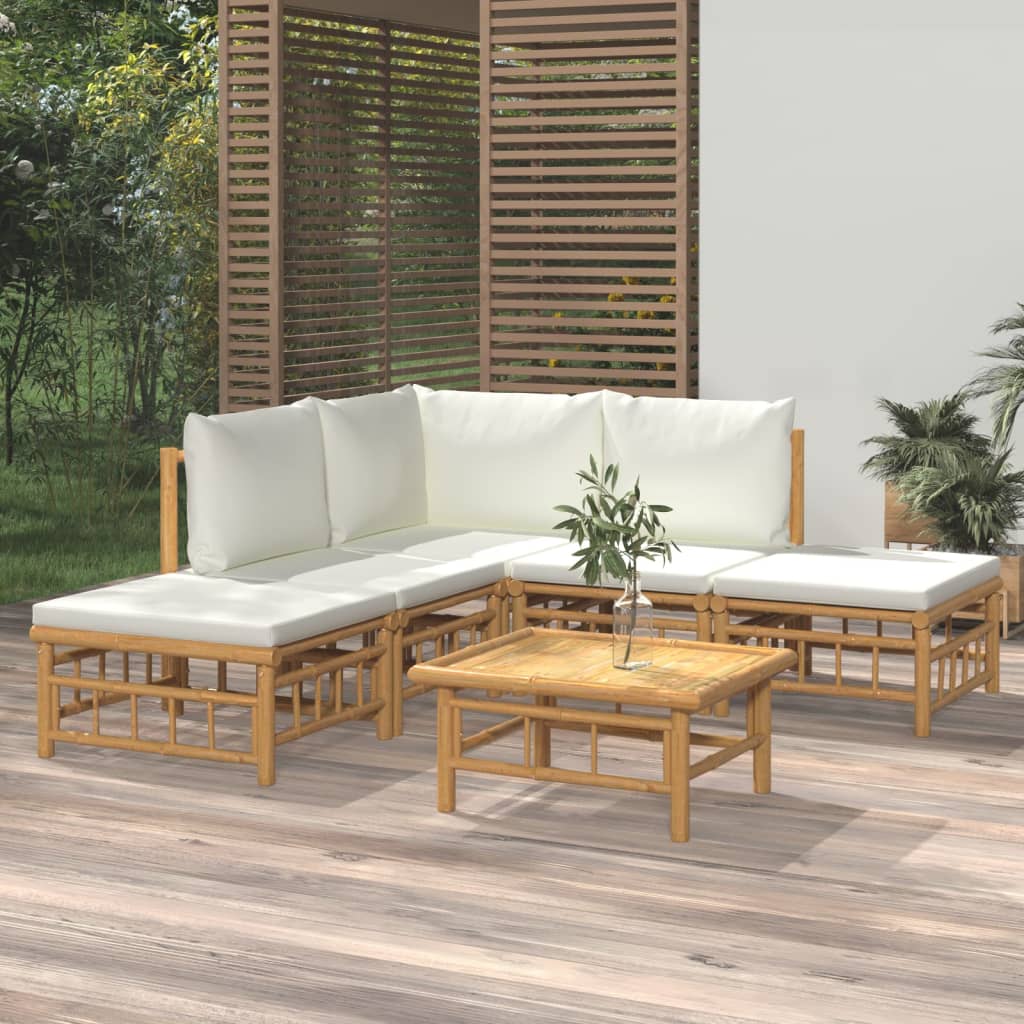 10-Tlg. Garten-Lounge-Set Mit En Kissen Bambus