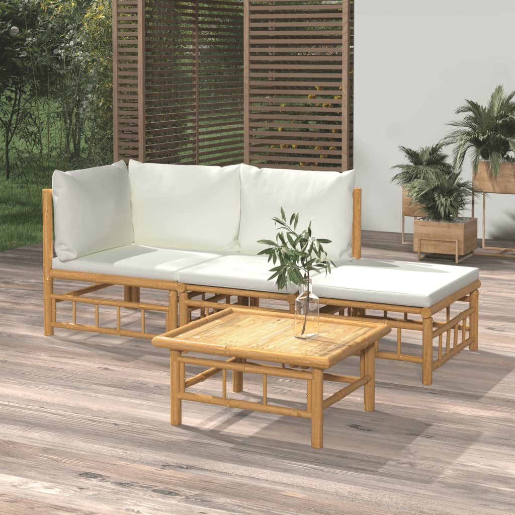 10-Tlg. Garten-Lounge-Set Mit En Kissen Bambus