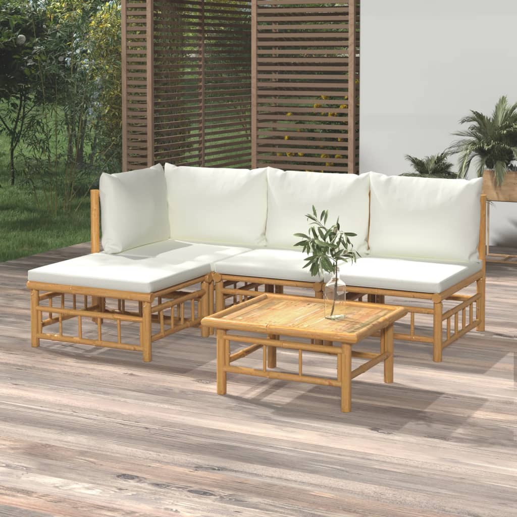 10-Tlg. Garten-Lounge-Set Mit En Kissen Bambus