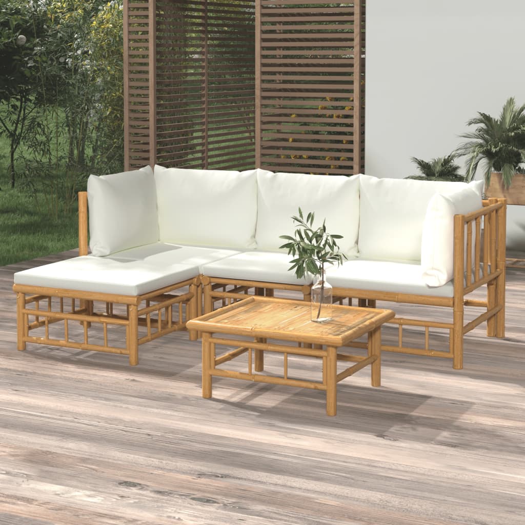 10-Tlg. Garten-Lounge-Set Mit En Kissen Bambus