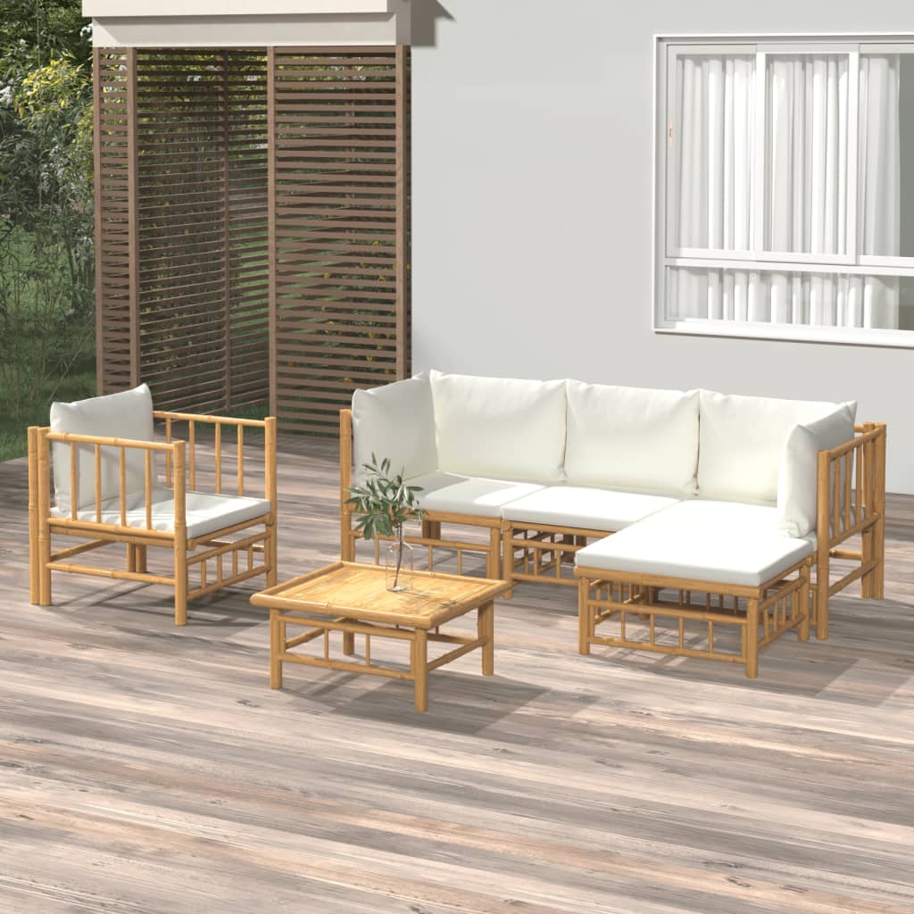 10-Tlg. Garten-Lounge-Set Mit En Kissen Bambus