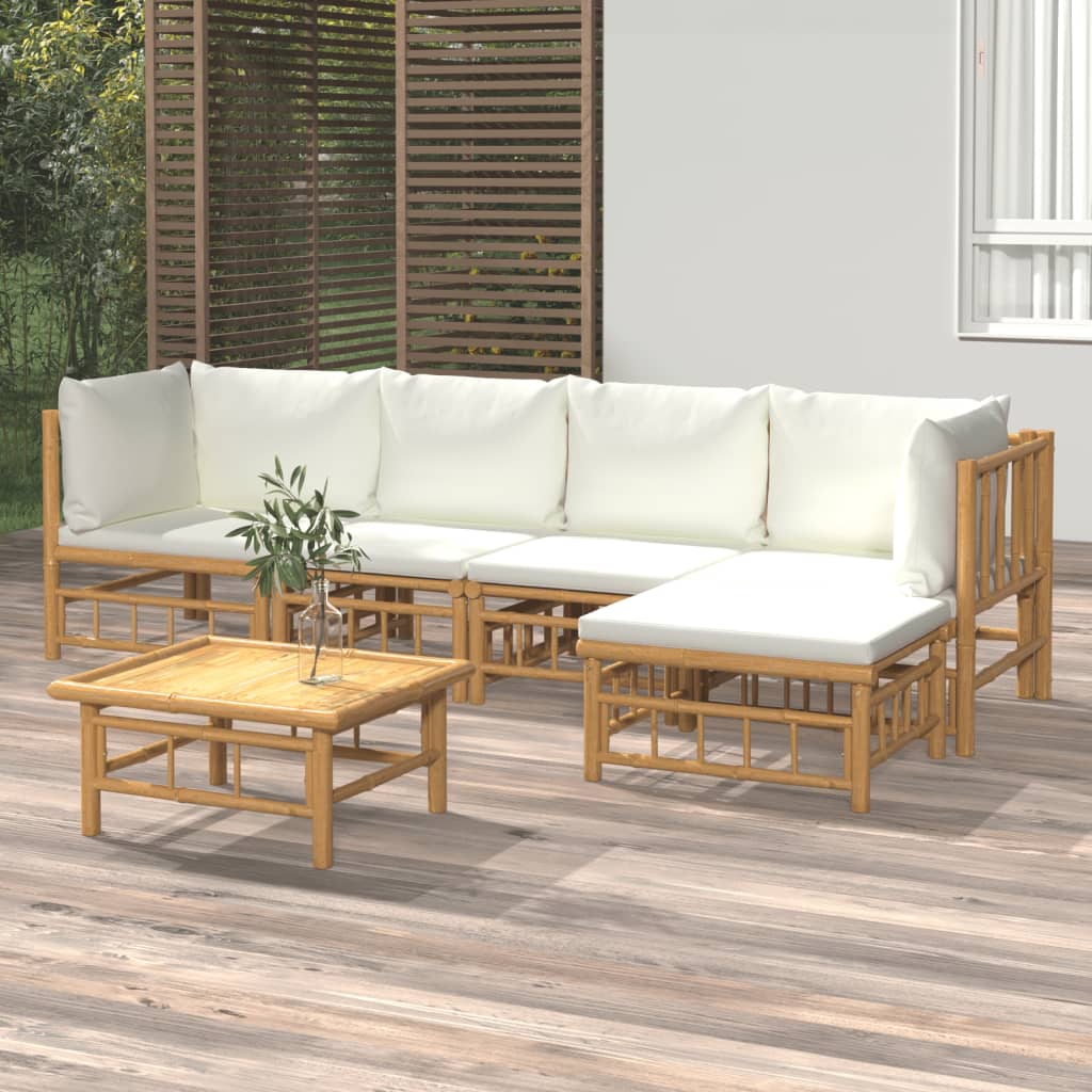 10-Tlg. Garten-Lounge-Set Mit En Kissen Bambus