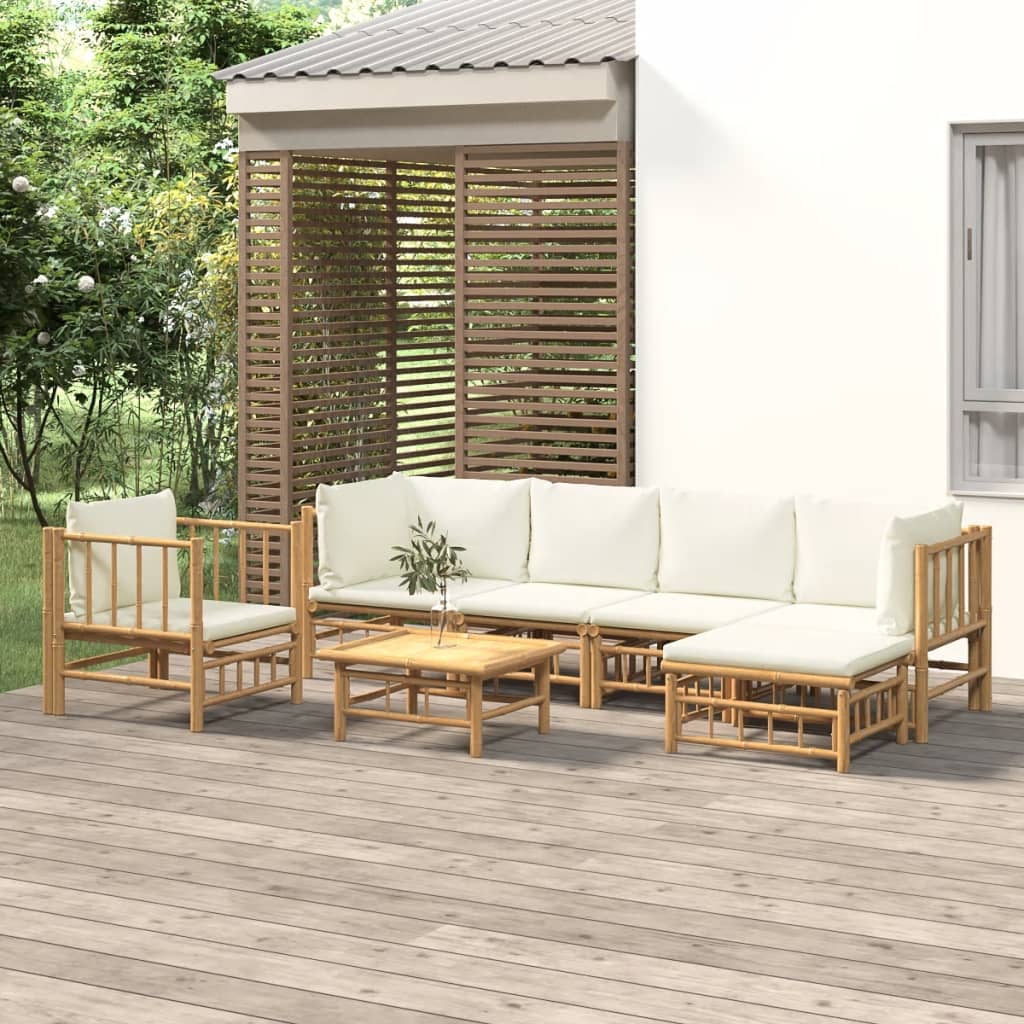 10-Tlg. Garten-Lounge-Set Mit En Kissen Bambus