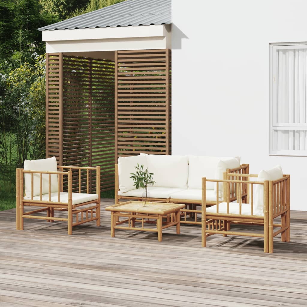 10-Tlg. Garten-Lounge-Set Mit En Kissen Bambus