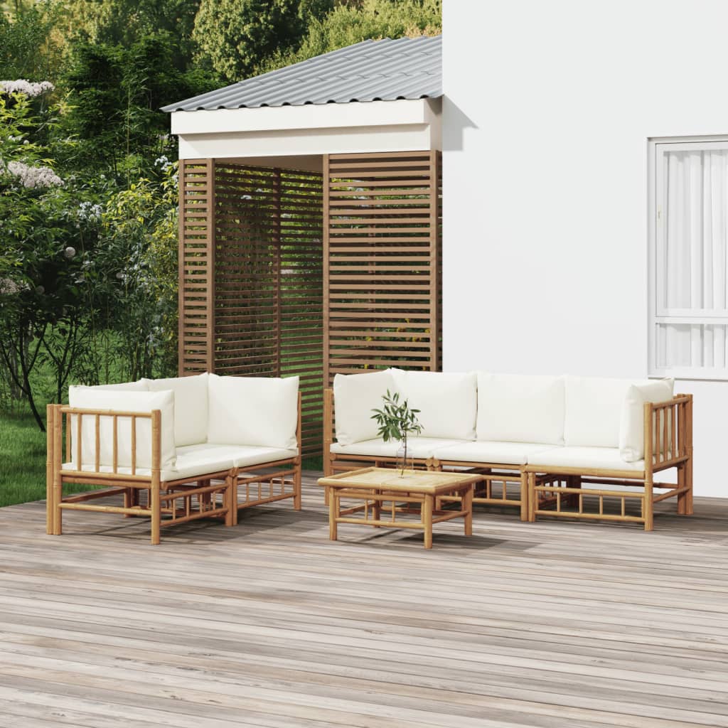 10-Tlg. Garten-Lounge-Set Mit En Kissen Bambus