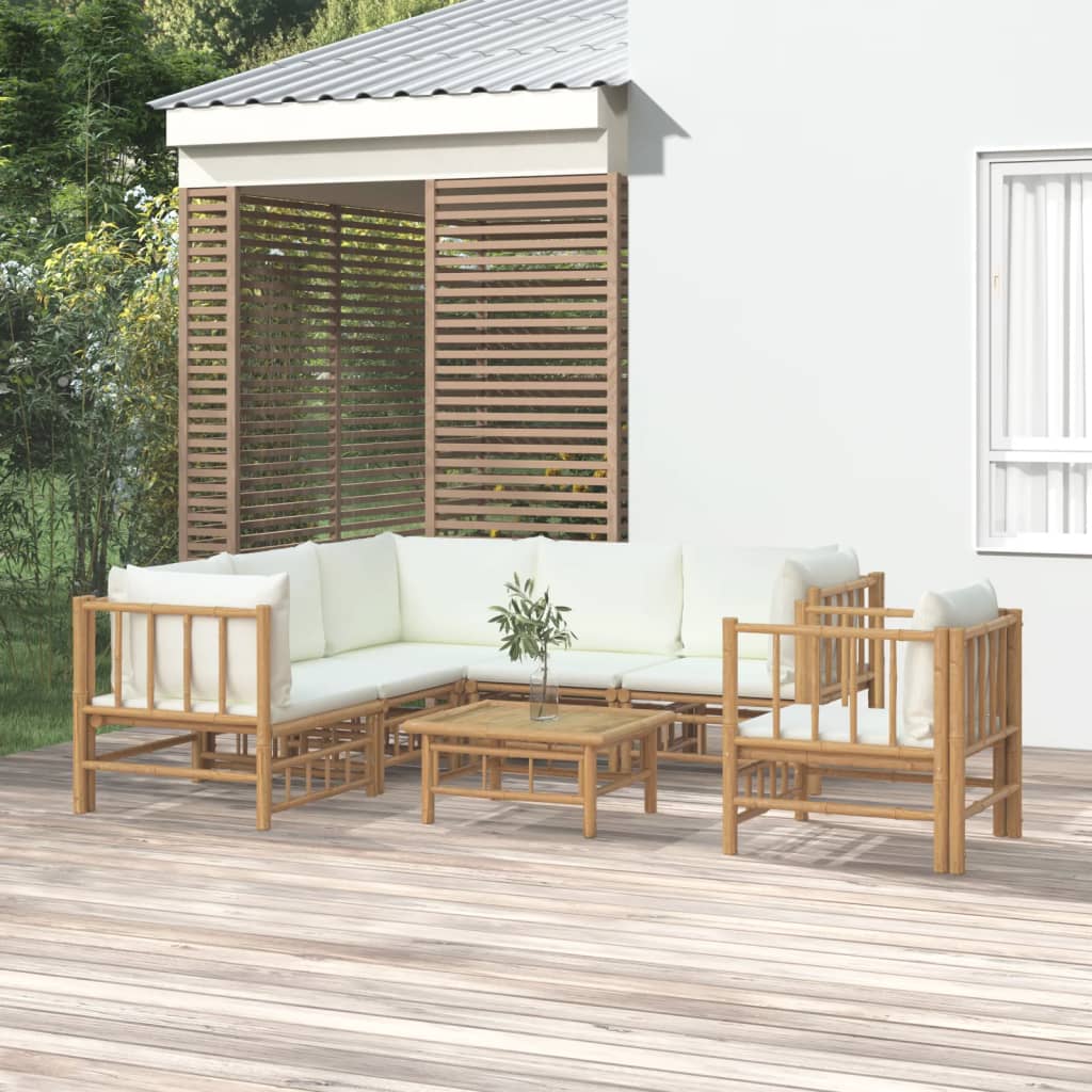 10-Tlg. Garten-Lounge-Set Mit En Kissen Bambus