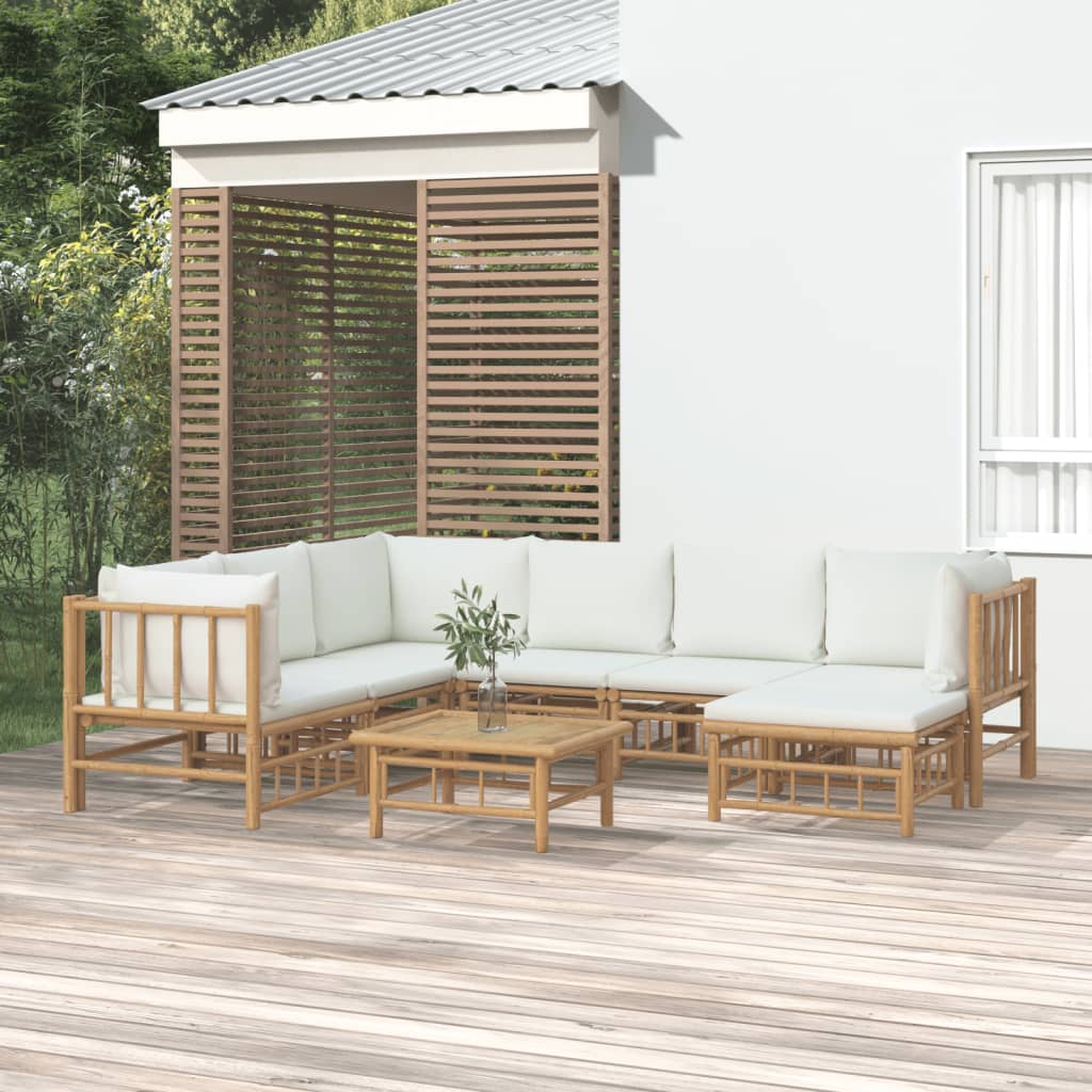 10-Tlg. Garten-Lounge-Set Mit En Kissen Bambus