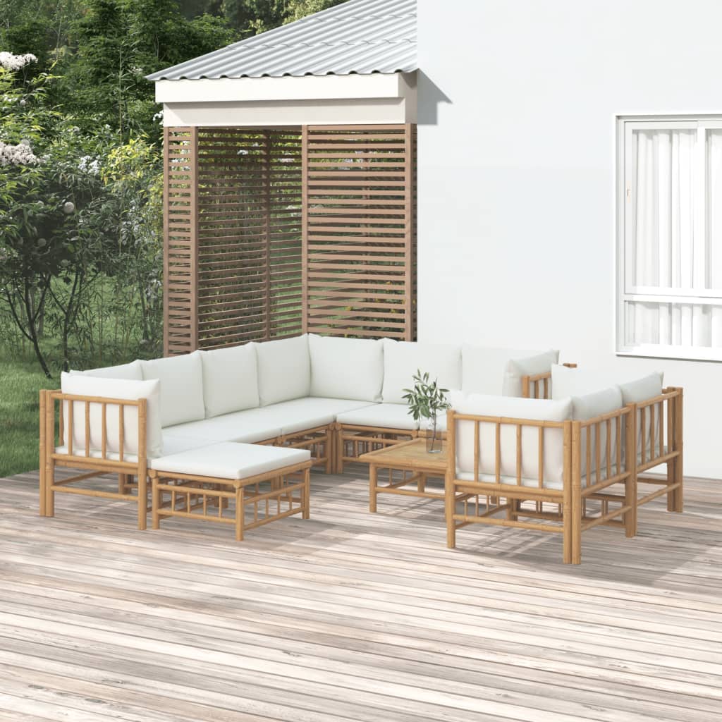 10-Tlg. Garten-Lounge-Set Mit En Kissen Bambus