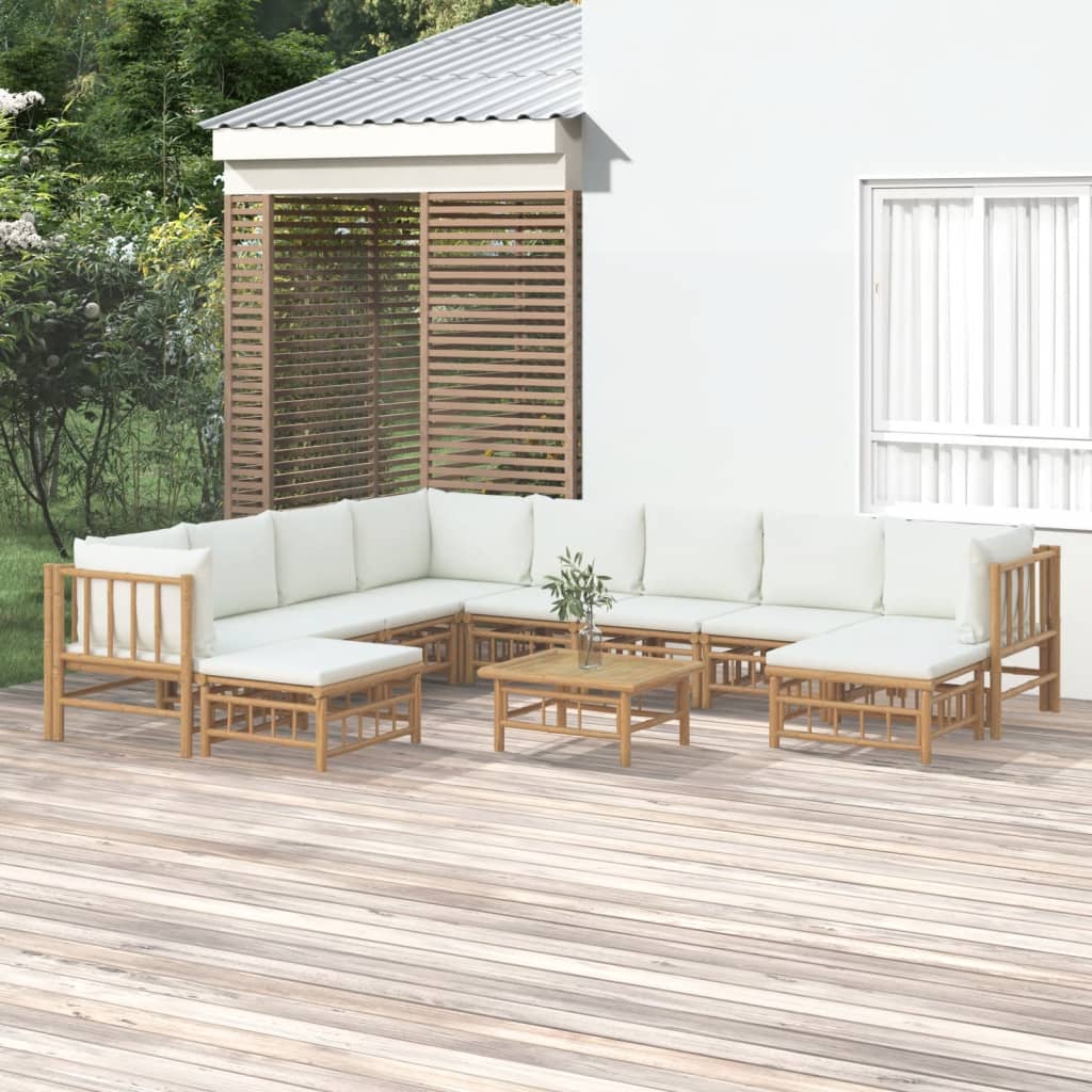 10-Tlg. Garten-Lounge-Set Mit En Kissen Bambus