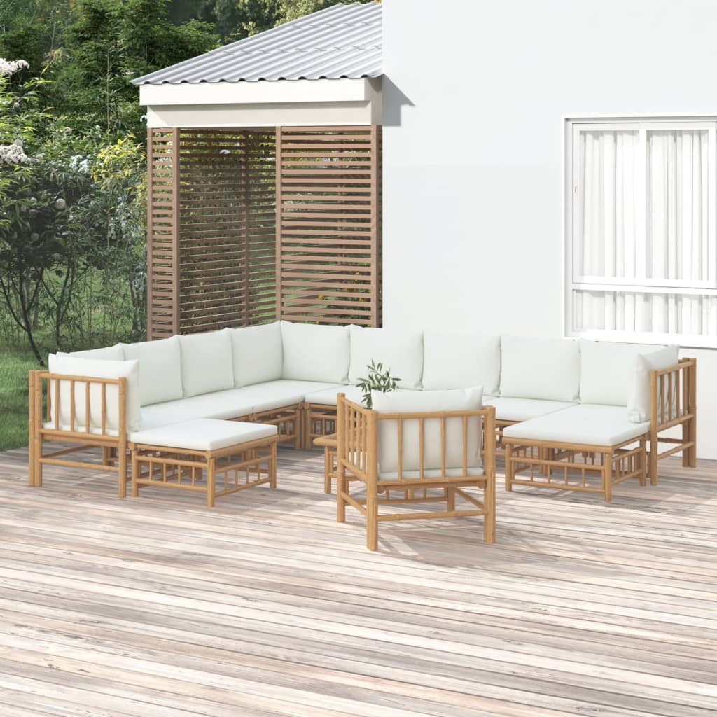 10-Tlg. Garten-Lounge-Set Mit En Kissen Bambus