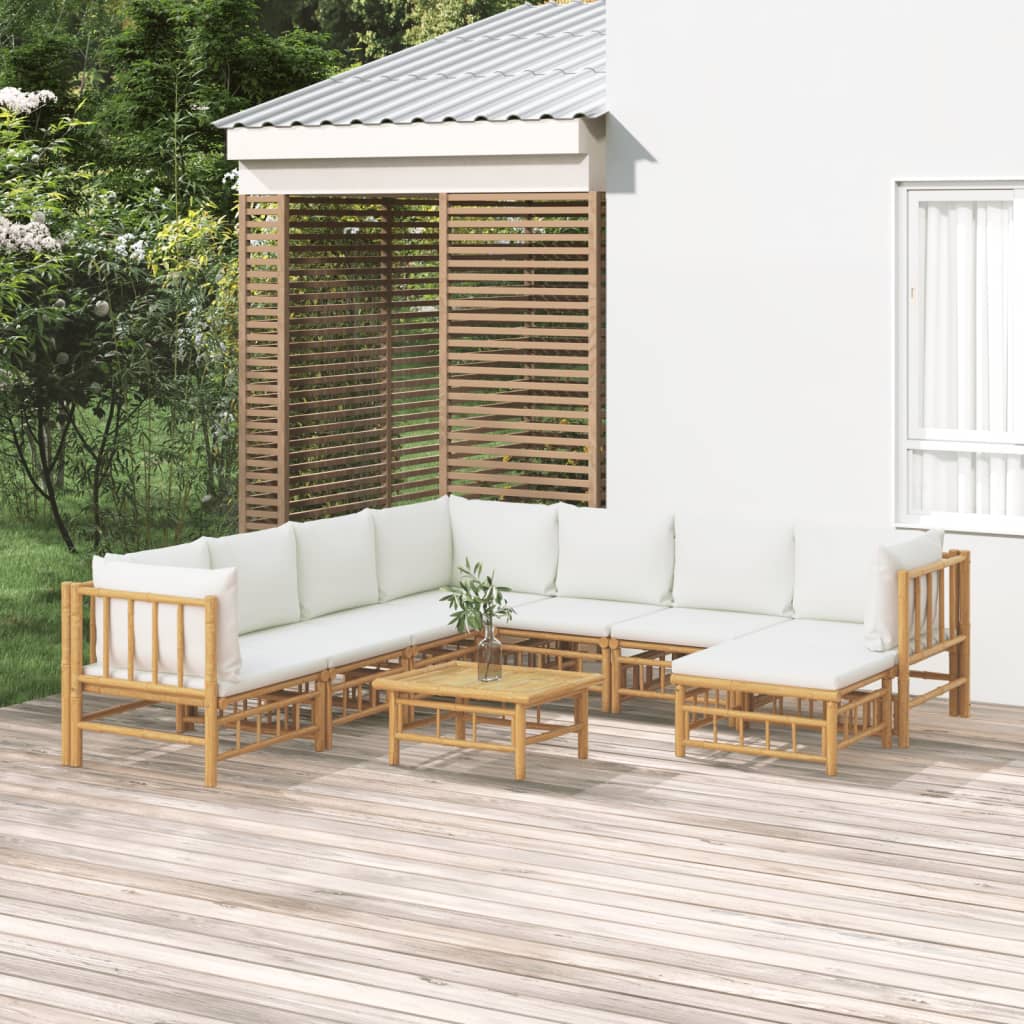 10-Tlg. Garten-Lounge-Set Mit En Kissen Bambus