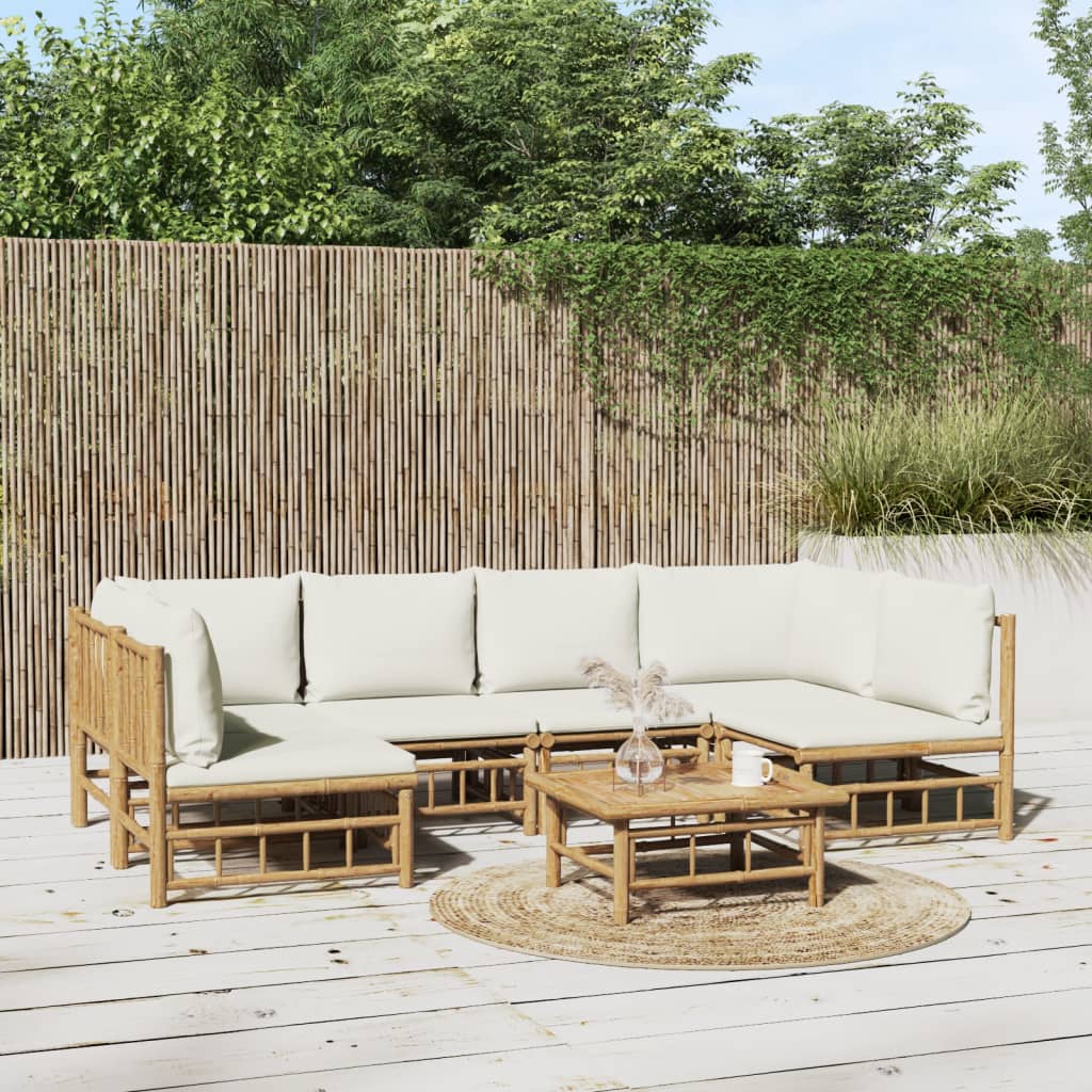 10-Tlg. Garten-Lounge-Set Mit En Kissen Bambus