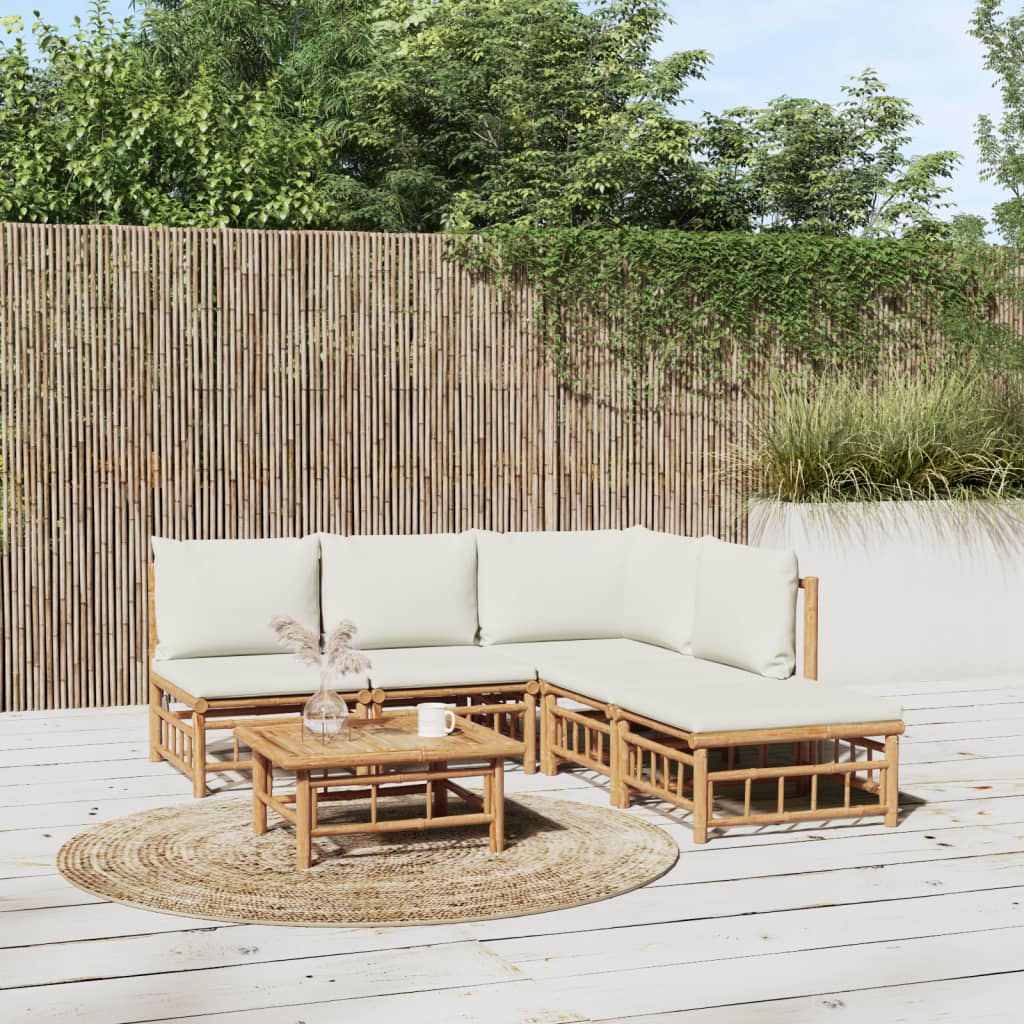 10-Tlg. Garten-Lounge-Set Mit En Kissen Bambus