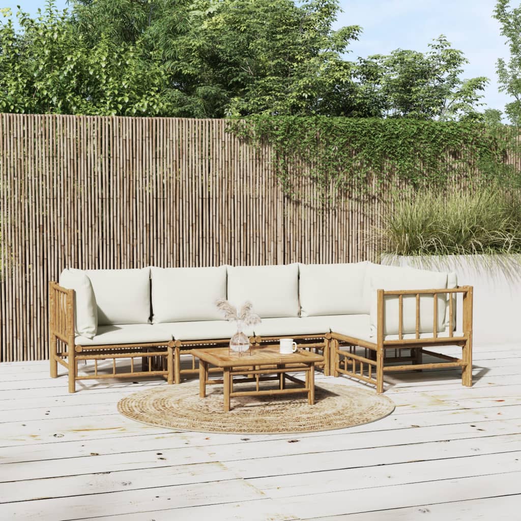 10-Tlg. Garten-Lounge-Set Mit En Kissen Bambus