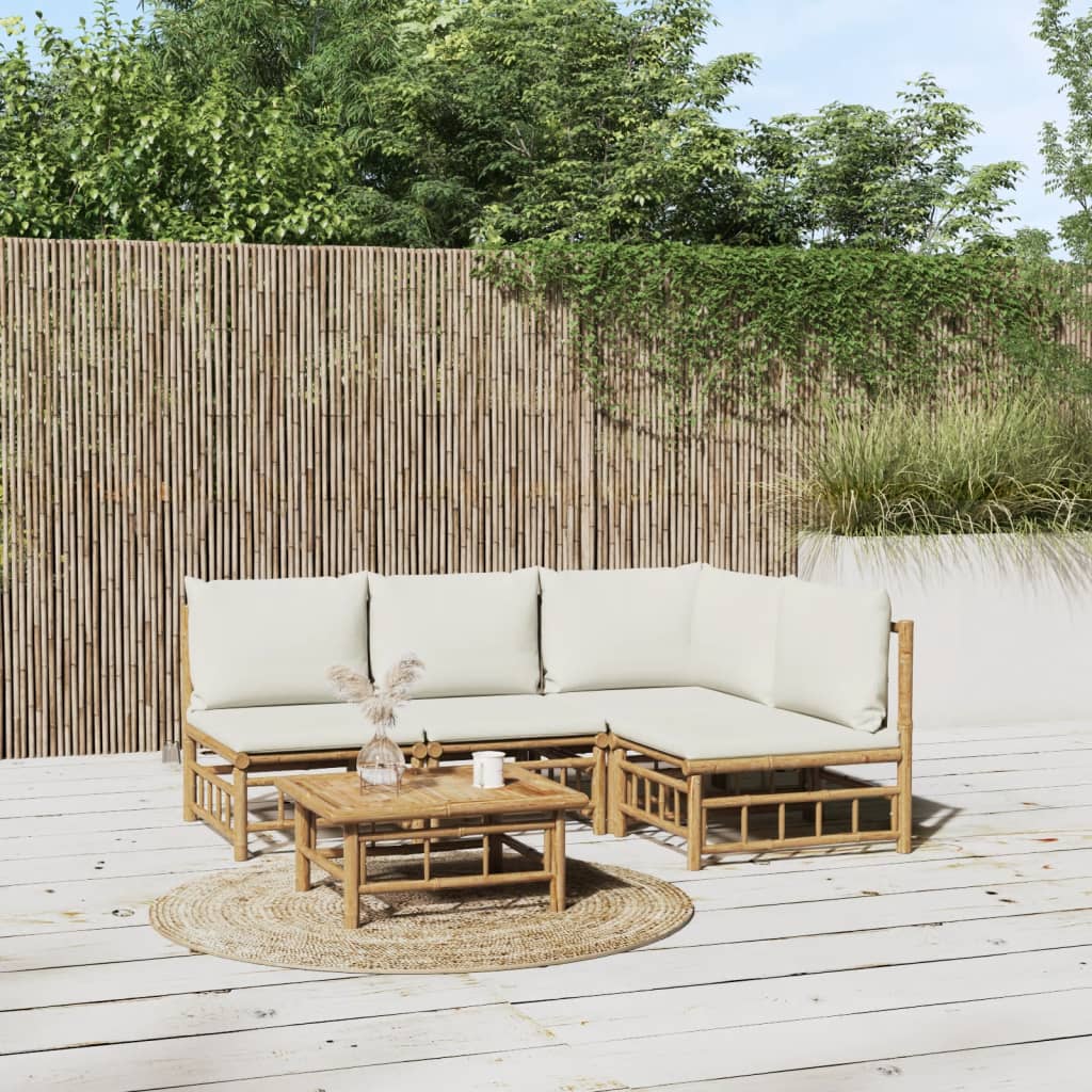 10-Tlg. Garten-Lounge-Set Mit En Kissen Bambus