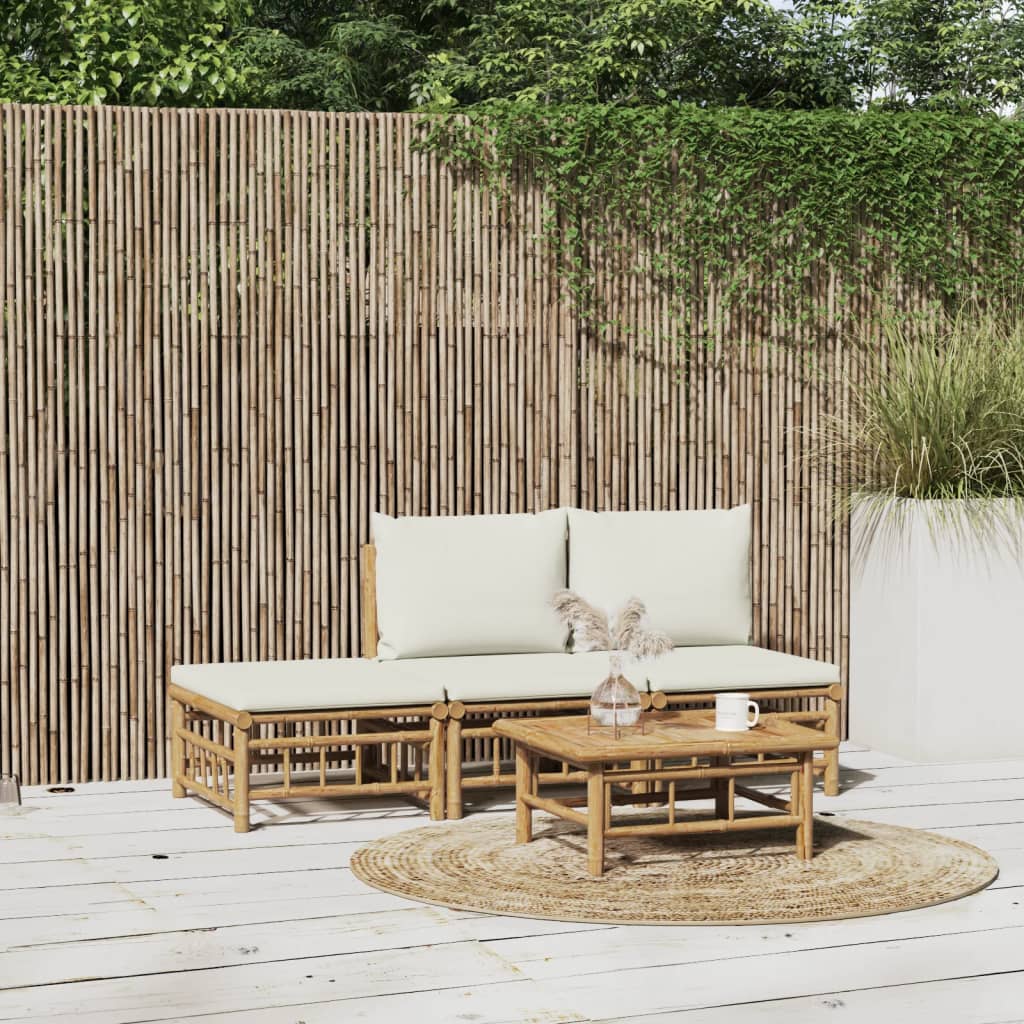 10-Tlg. Garten-Lounge-Set Mit En Kissen Bambus