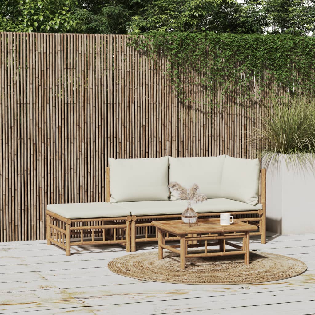 10-Tlg. Garten-Lounge-Set Mit En Kissen Bambus