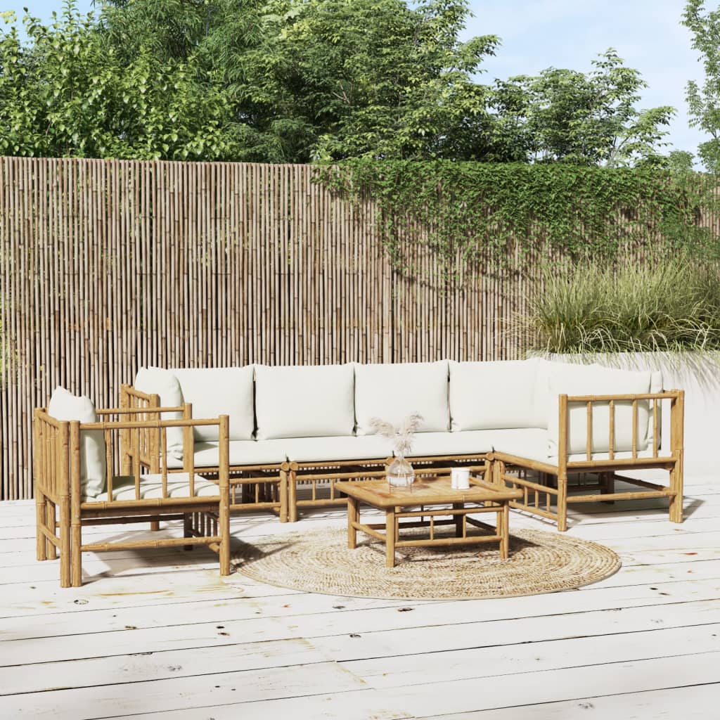 10-Tlg. Garten-Lounge-Set Mit En Kissen Bambus