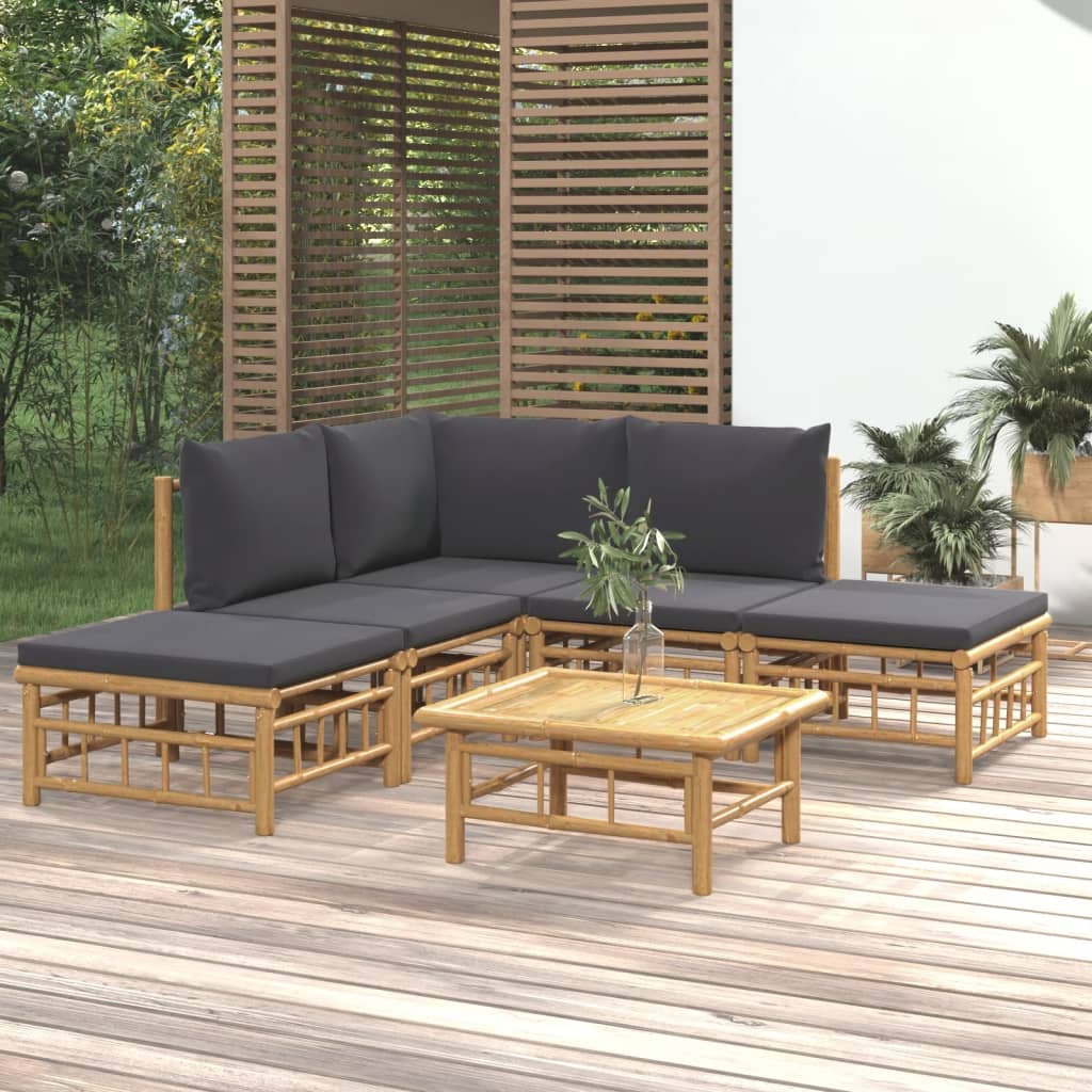 10-Tlg. Garten-Lounge-Set Mit En Kissen Bambus