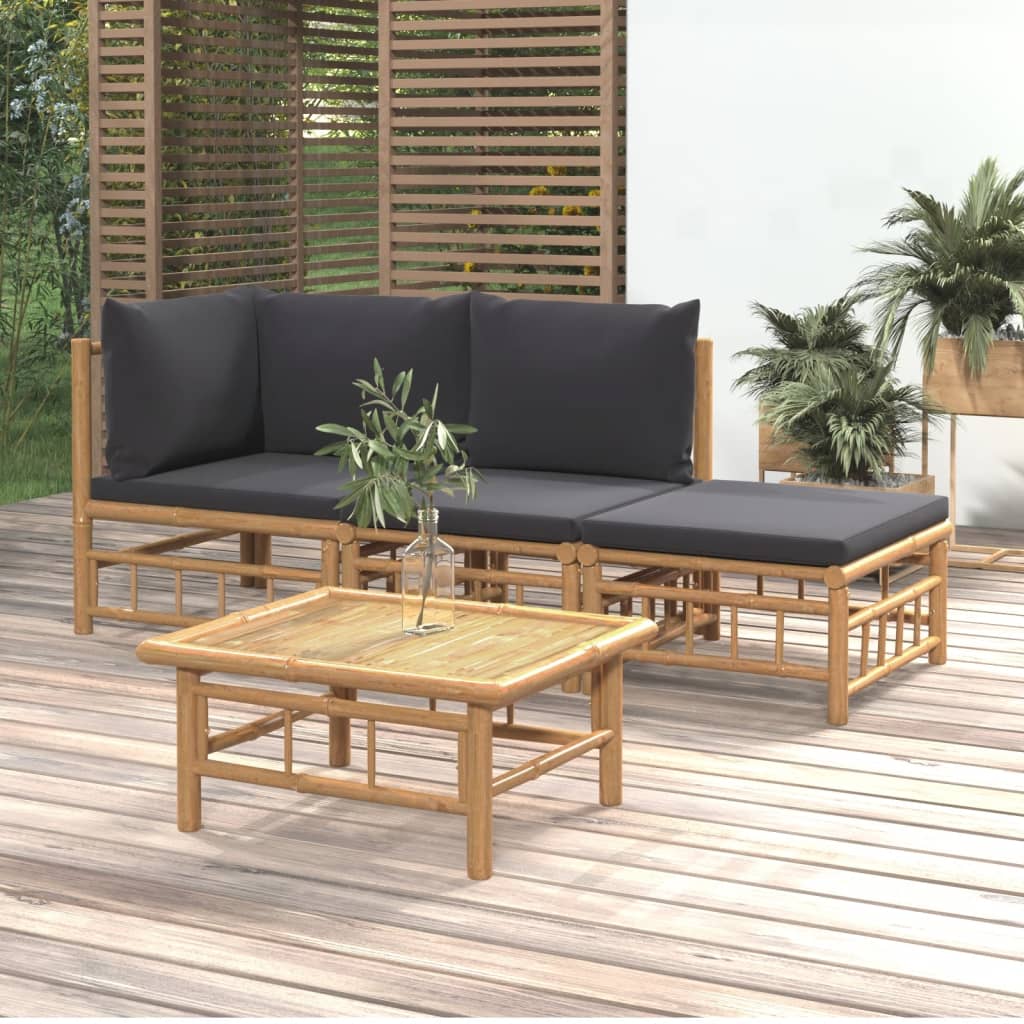 10-Tlg. Garten-Lounge-Set Mit En Kissen Bambus