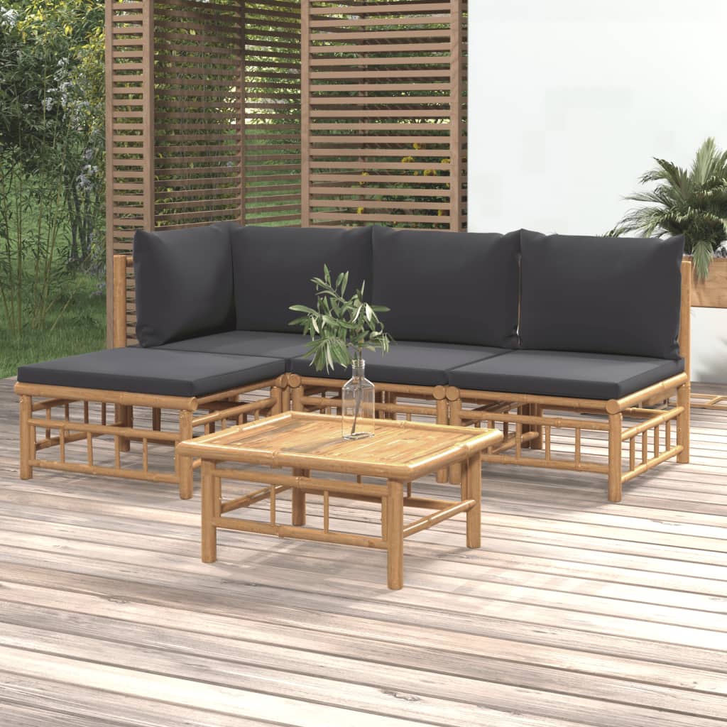 10-Tlg. Garten-Lounge-Set Mit En Kissen Bambus