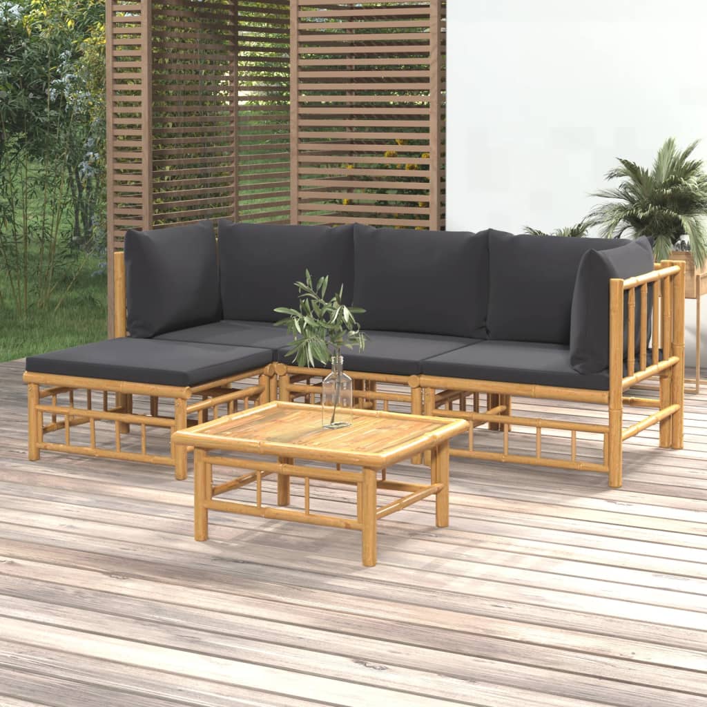 10-Tlg. Garten-Lounge-Set Mit En Kissen Bambus