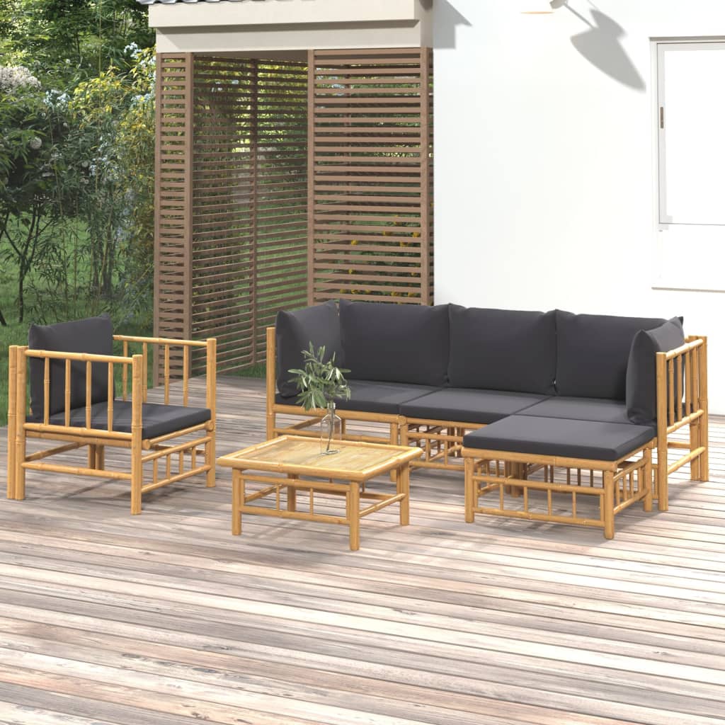 10-Tlg. Garten-Lounge-Set Mit En Kissen Bambus