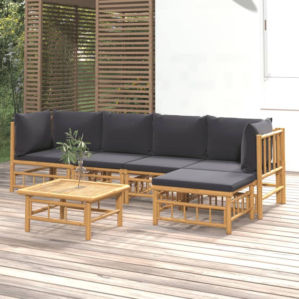 10-Tlg. Garten-Lounge-Set Mit En Kissen Bambus