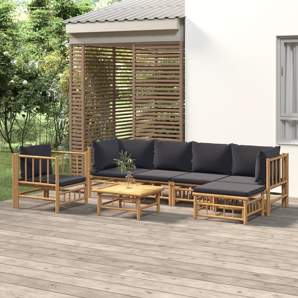 10-Tlg. Garten-Lounge-Set Mit En Kissen Bambus