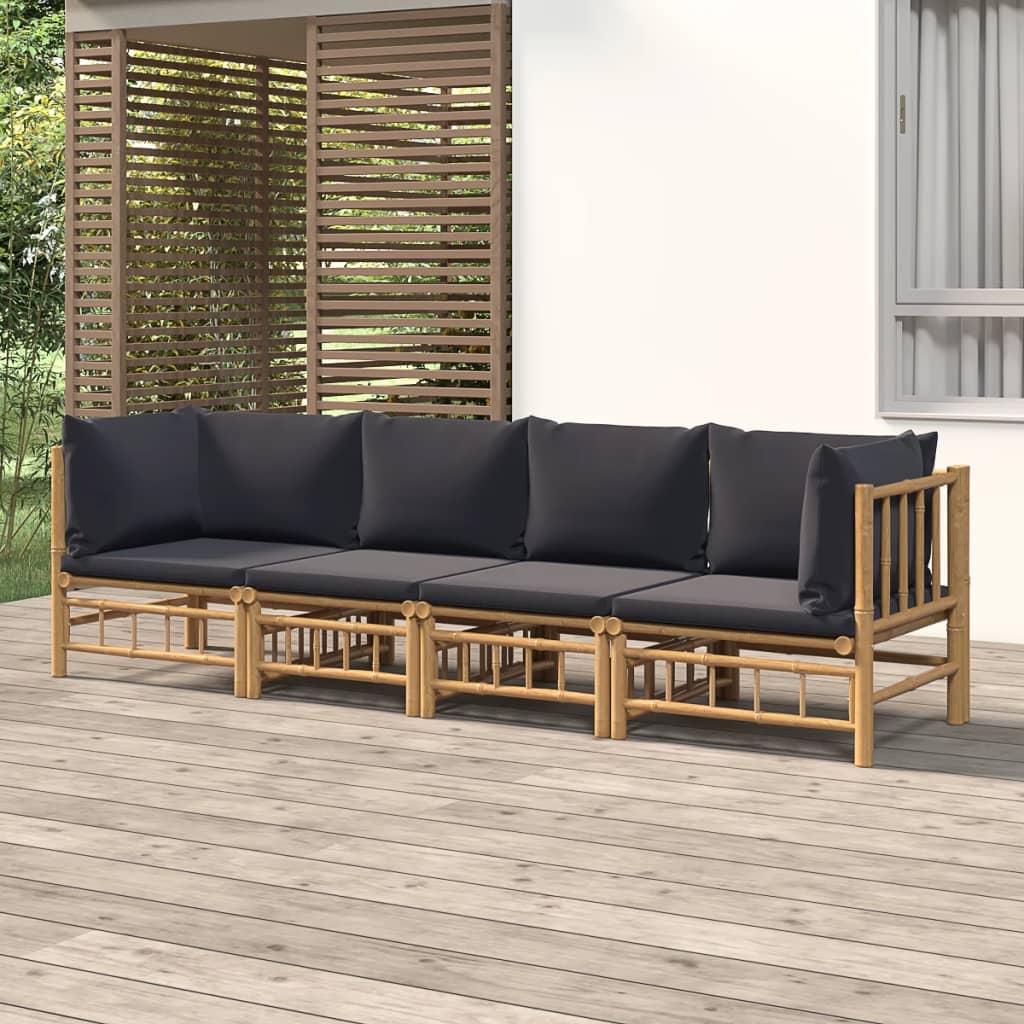 10-Tlg. Garten-Lounge-Set Mit En Kissen Bambus