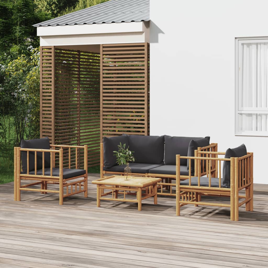 10-Tlg. Garten-Lounge-Set Mit En Kissen Bambus