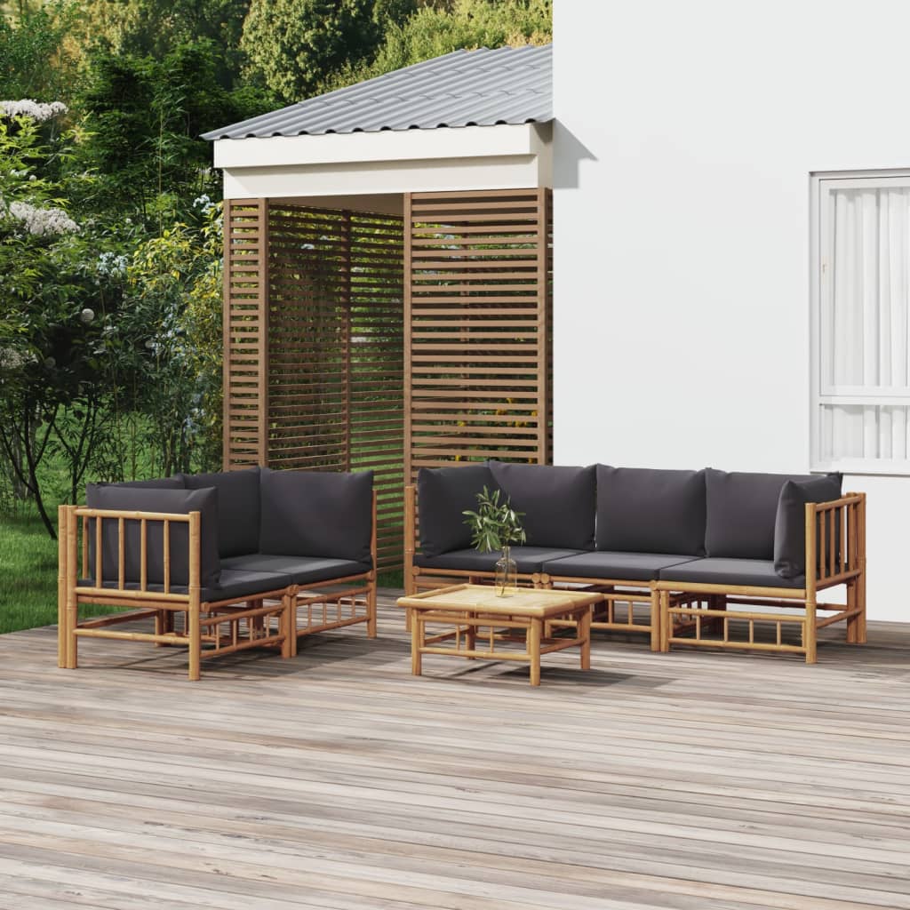 10-Tlg. Garten-Lounge-Set Mit En Kissen Bambus