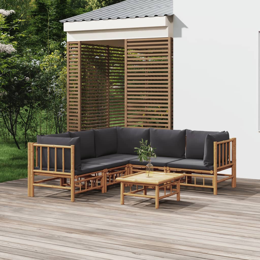 10-Tlg. Garten-Lounge-Set Mit En Kissen Bambus