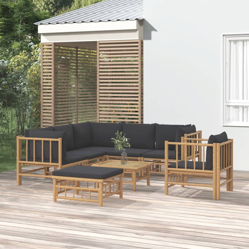 10-Tlg. Garten-Lounge-Set Mit En Kissen Bambus