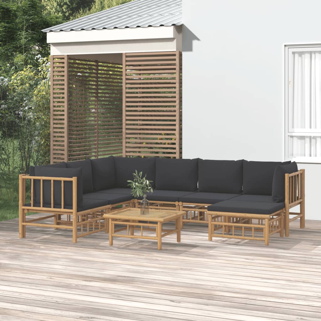 10-Tlg. Garten-Lounge-Set Mit En Kissen Bambus