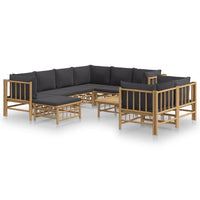 10-Tlg. Garten-Lounge-Set Mit En Kissen Bambus