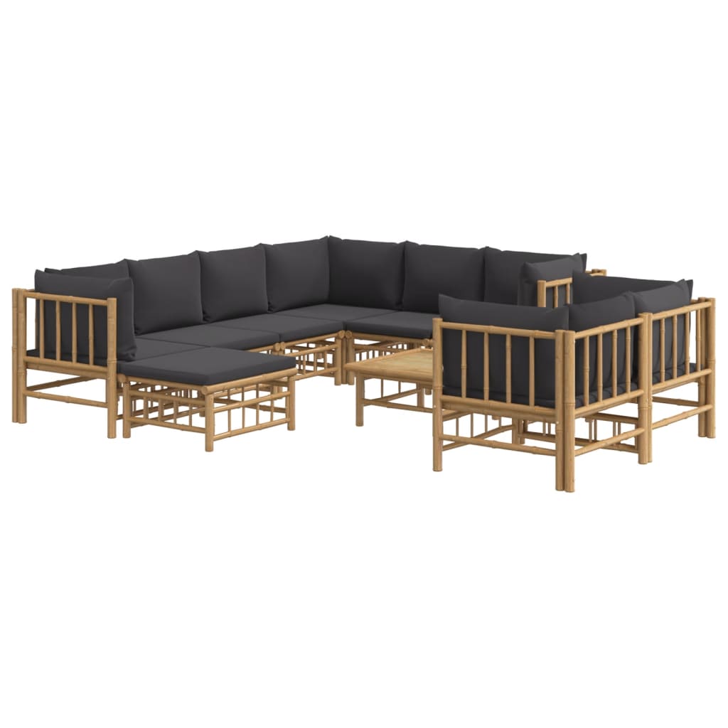 10-Tlg. Garten-Lounge-Set Mit En Kissen Bambus